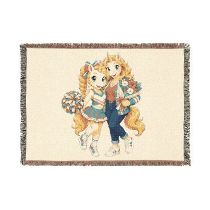Cheer Mom and Daughter Unicorn Woven Blanket, Cheerleader Senior Night Gift, Personalized Cheer Mom Blanket, Cheer Team Family Gift