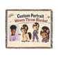 Custom Woven Portrait Art Blanket: Personalized Unicorn Tapestry Keepsake USA heirloom Quality