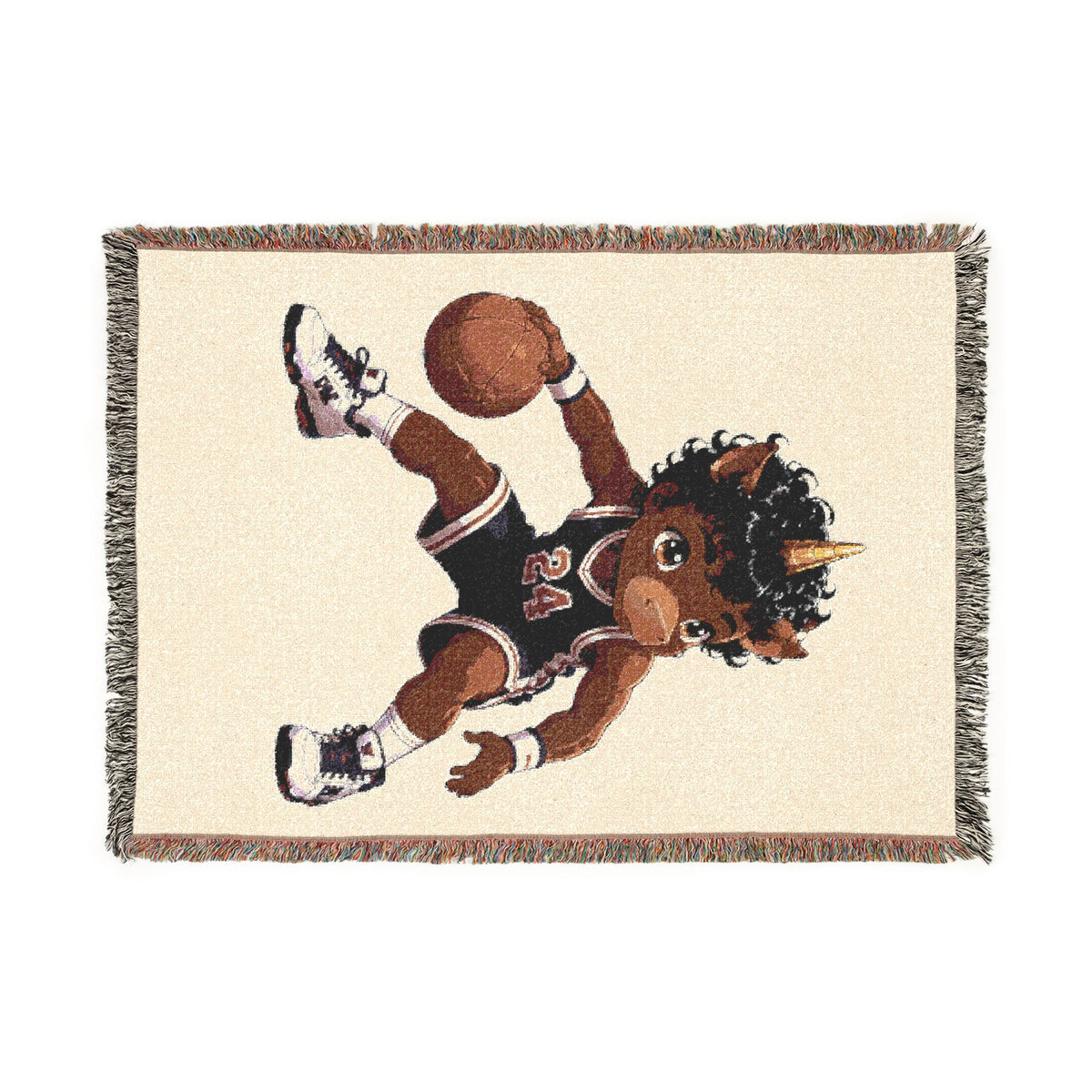 Basketball Player Unicorn Woven, Boys Basketball Gift, Personalized Basketball Blanket, Navy Red Sports Throw, Basketball Senior Night Gift