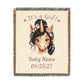 Personalize Name and Date It's a Girl Unicorn Woven Cotton Throw Blanket, Jacquard Tapestry Keepsake