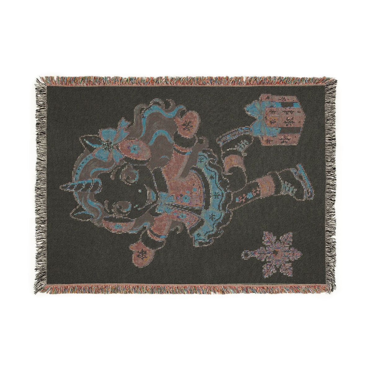 Ice Skating Unicorn Blanket, Personalized Winter Woven Throw, Figure Skater Gift, Christmas Unicorn Gift, Winter Sports Keepsake