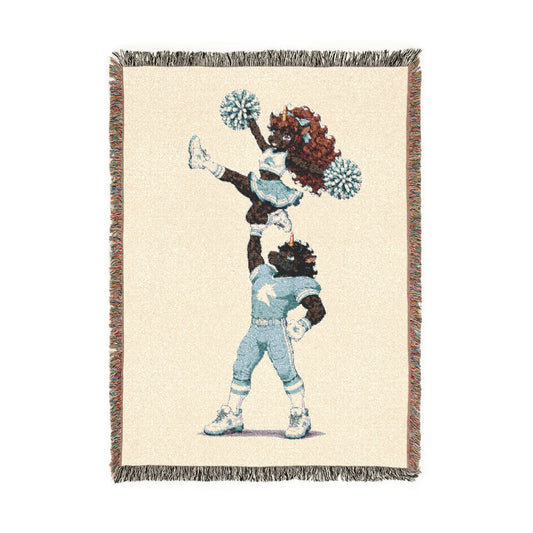 Football Player and Cheerleader Unicorn Woven Blanket, Cheer Couple, Football Cheer Blanket, Personalized Game Day Throw, Senior Night Gift