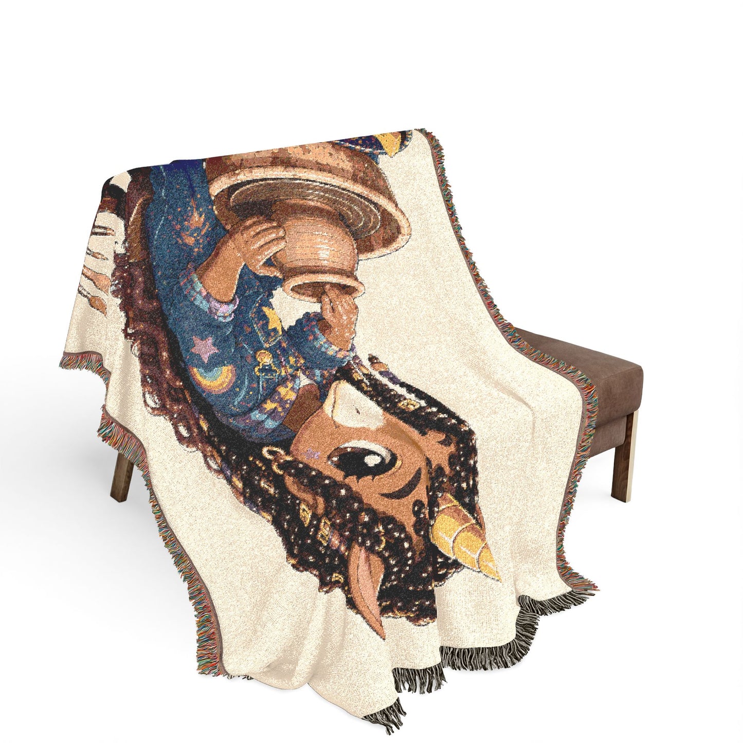 Crafting Chloe and the Rainbow Clay Pot 100% Cotton Woven Throw Blanket Original Artwork Heirloom Keepsake Unicorns4everyone