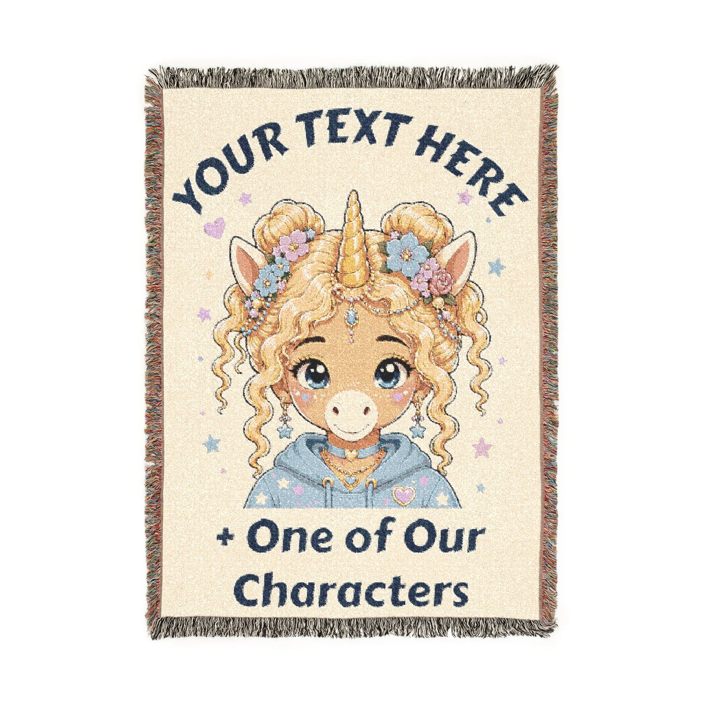 Personalize Your Own Unicorn 4 everyone Heirloom-Quality 100% Cotton Woven Throw Featuring our Original Characters Personalized Keepsake
