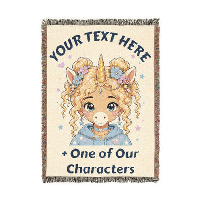 Personalize Your Own Unicorn 4 everyone Heirloom-Quality 100% Cotton Woven Throw Featuring our Original Characters Personalized Keepsake