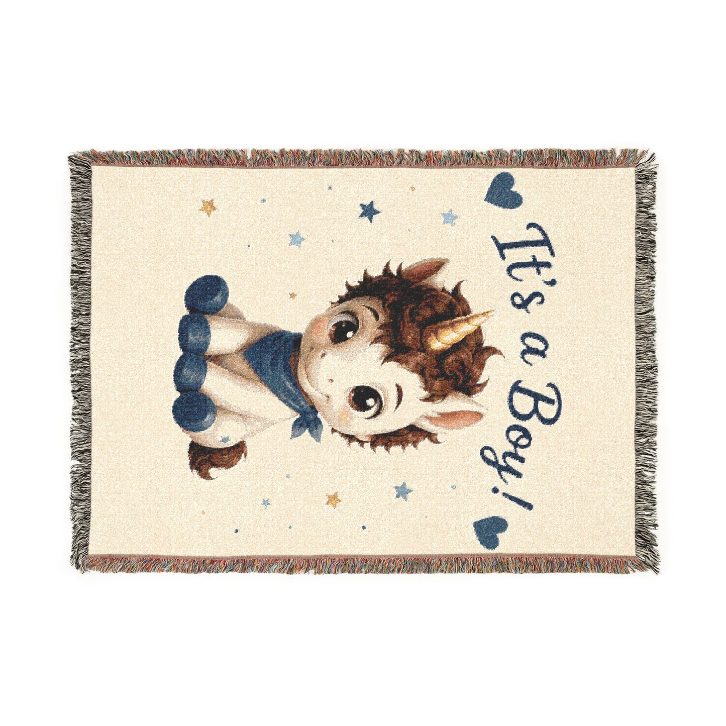 It is a boy Cool Chris Magical Unicorn 100% Cotton Woven Throw Blanket Original Artwork Heirloom Keepsake Fringe unicorns4everyone