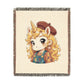 Poppy Unicorn Jacquard Woven Cotton Throw Blanket USA Made Tapestry Keepsake