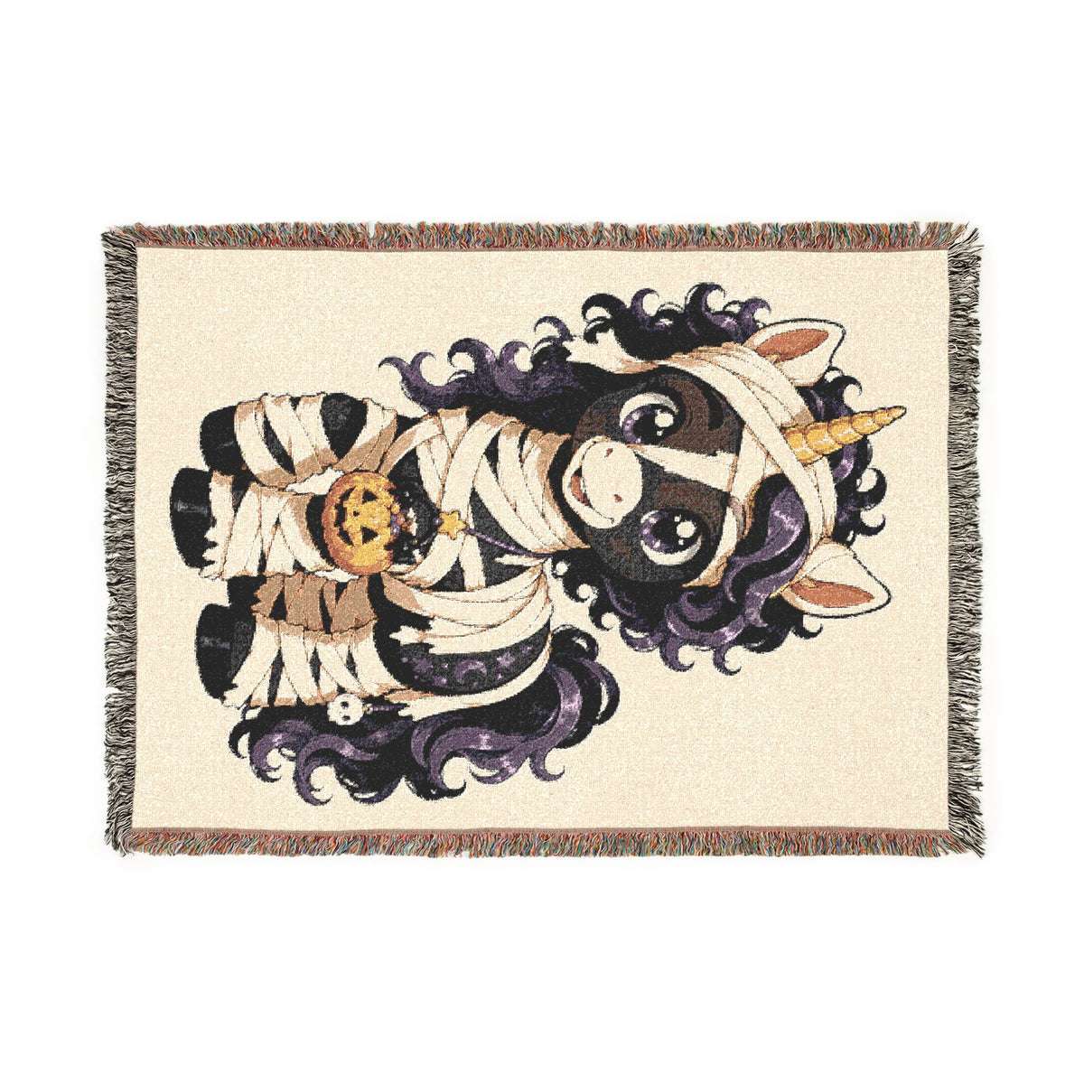Halloween Unicorn Mummy Costume Blanket Woven Cotton Keepsake Heirloom Quality Jacquard Throw Blanket