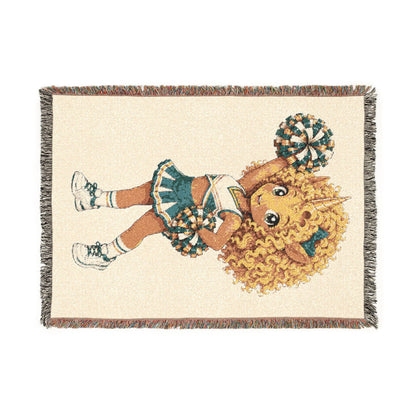 Cheerleader Unicorn Blanket, Personalized Cheer Woven Throw, Cheerleader Gift, Team Spirit Gift, Cheer Season Keepsake