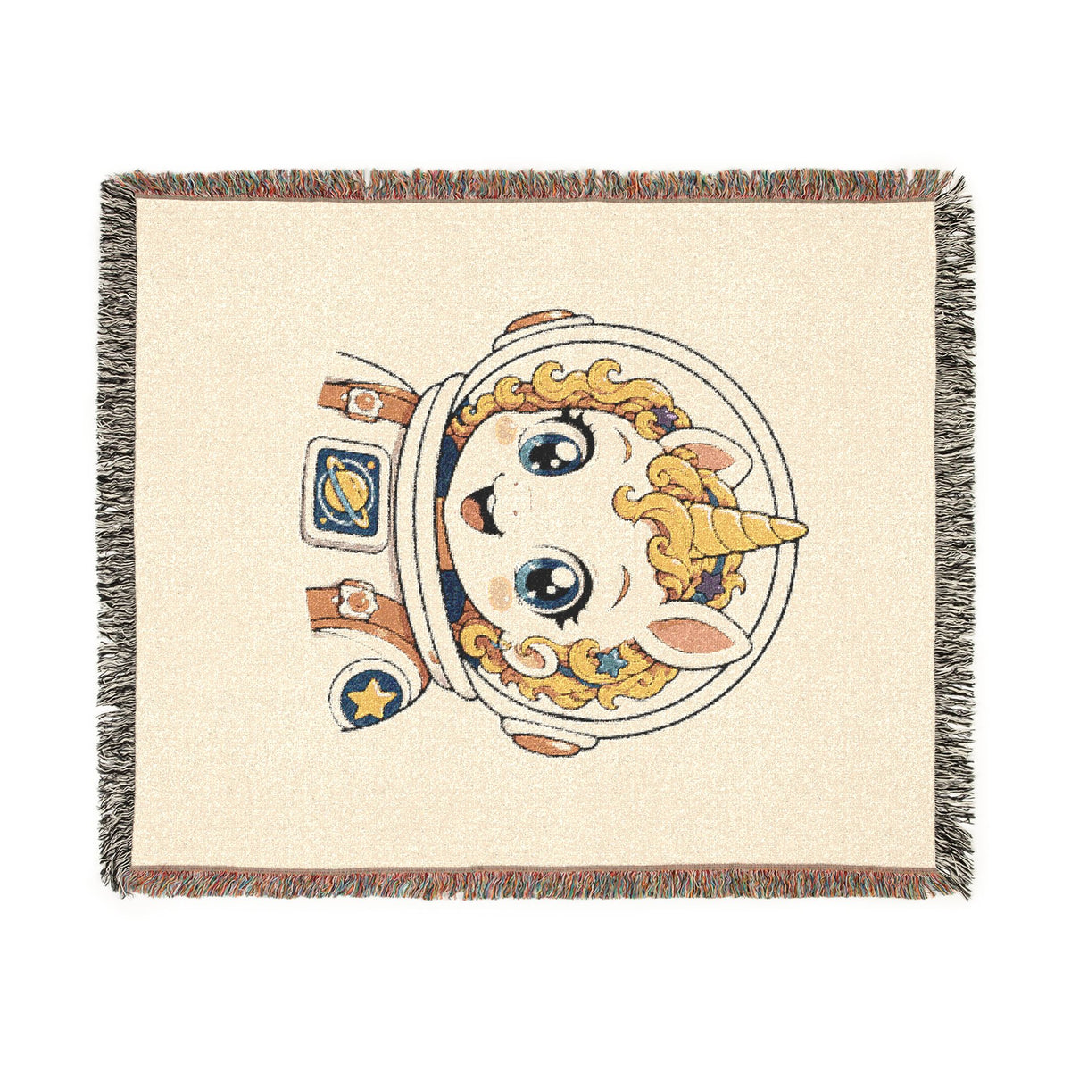 Astronaut Unicorn Cotton Jacquard Woven Throw Blanket: Heirloom Tapestry Keepsake