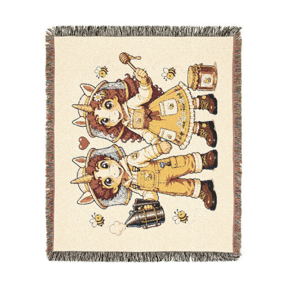 Unicorn Beekeepers Woven Cotton Throw Blanket: Sweet As Honey Together wedding gift Tapestry