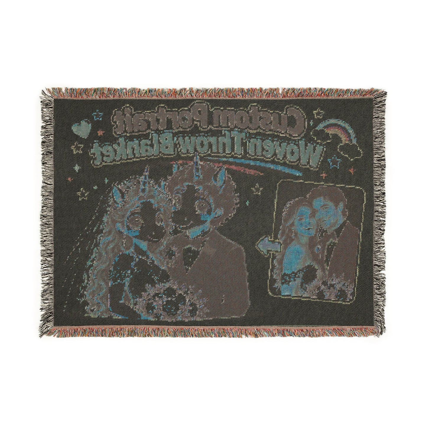Custom Portrait Woven Throw Blanket Heirloom-Quality 100% Cotton One of a Kind Personalized Keepsake