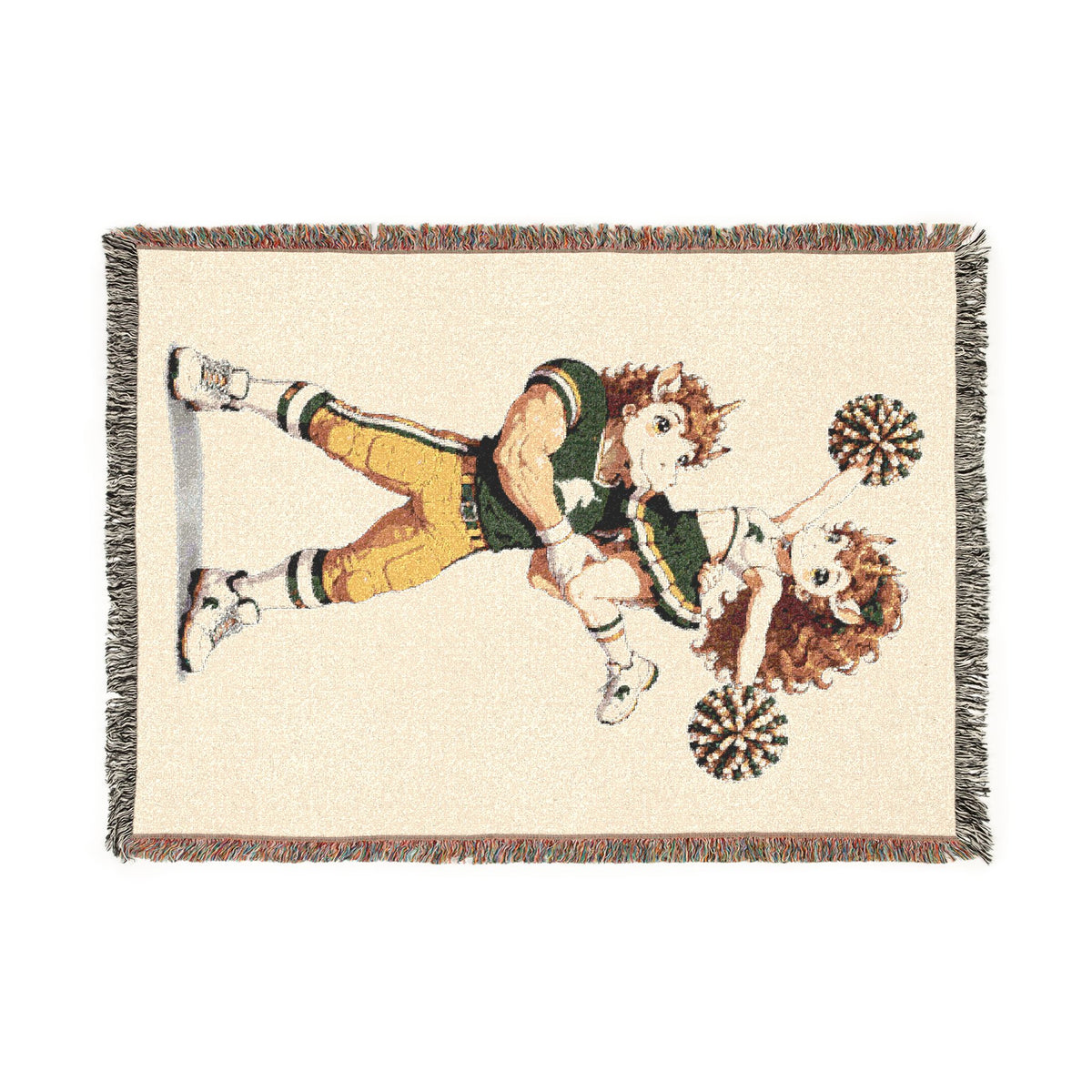 Football Player and Cheerleader Unicorn Woven Blanket, Football Cheer Blanket, Personalized Game Day Throw, Senior Night Gift