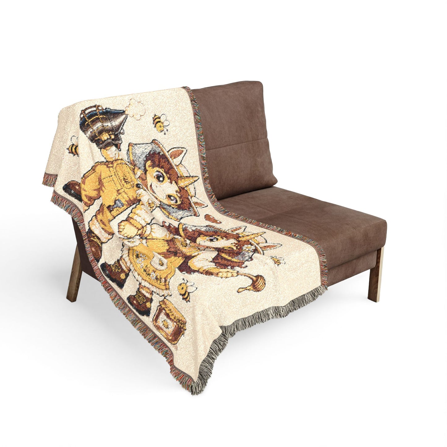 Beekeepers in Love Cotton Throw Blanket Woven in the USA Heirloom Quality Jacquard Tapestry Personalization Sweet as Honey Together Keepsake
