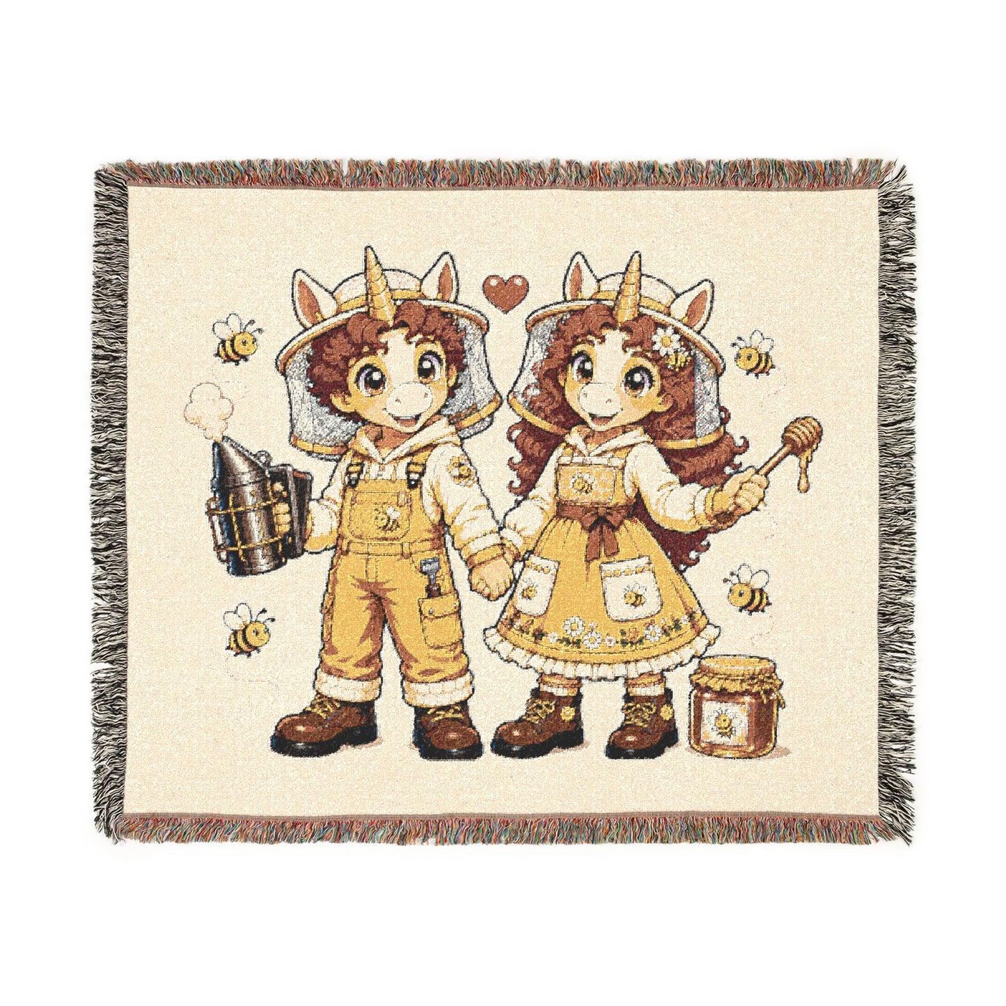 Beekeepers in Love Cotton Throw Blanket Woven in the USA Heirloom Quality Jacquard Tapestry Personalization Sweet as Honey Together Keepsake
