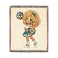 Cheerleader Unicorn Blanket, Personalized Cheer Woven Throw, Cheerleader Gift, Team Spirit Gift, Cheer Season Keepsake