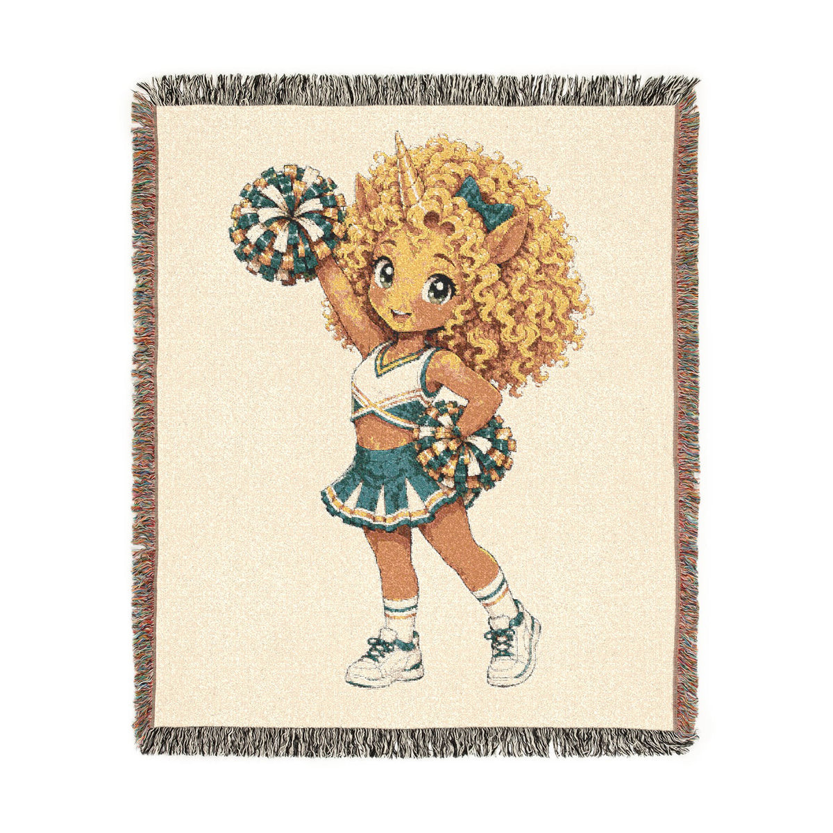 Cheerleader Unicorn Blanket, Personalized Cheer Woven Throw, Cheerleader Gift, Team Spirit Gift, Cheer Season Keepsake