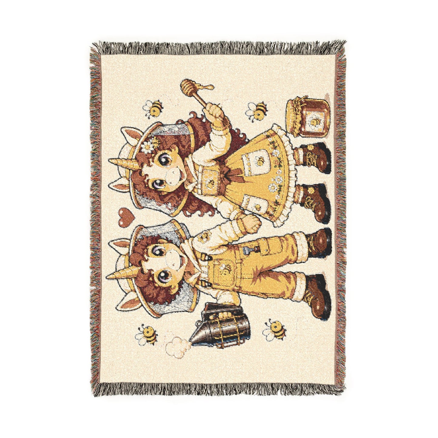Beekeepers in Love Cotton Throw Blanket Woven in the USA Heirloom Quality Jacquard Tapestry Personalization Sweet as Honey Together Keepsake