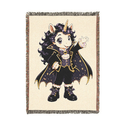 Copy of Halloween Unicorn Blanket, Magician Vampire Costume  Woven Throw, Whimsical Halloween Gift