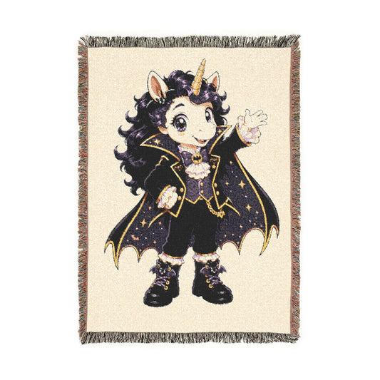 Copy of Halloween Unicorn Blanket, Magician Vampire Costume  Woven Throw, Whimsical Halloween Gift
