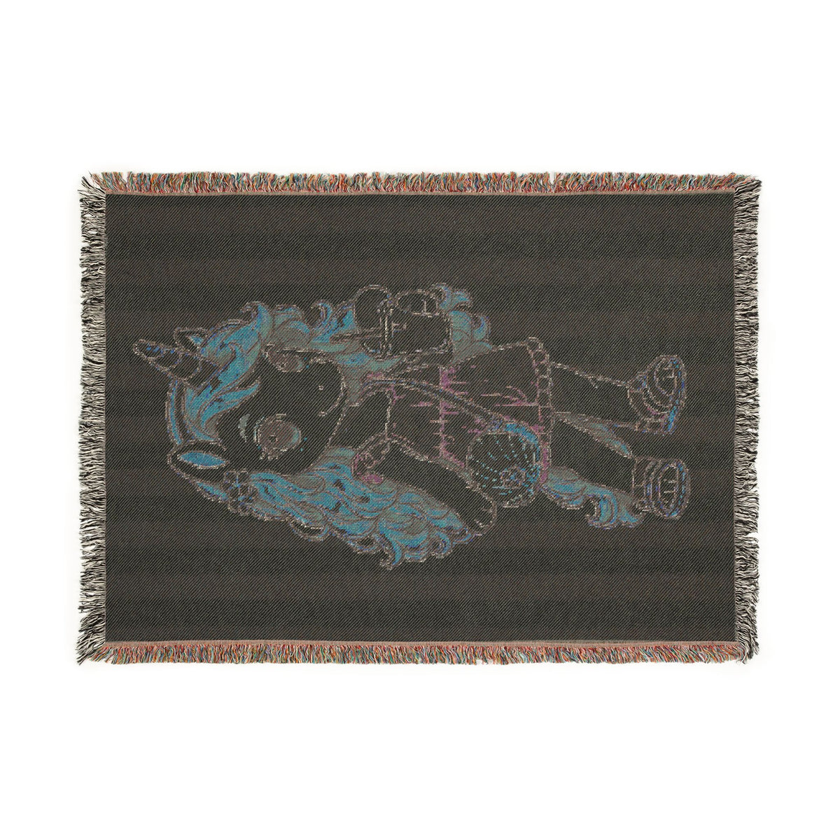 Summer Unicorn Girl Woven Blanket, Lemonade Beach Throw, Golden Hour Coastal Décor, End of Summer Gift for Girls