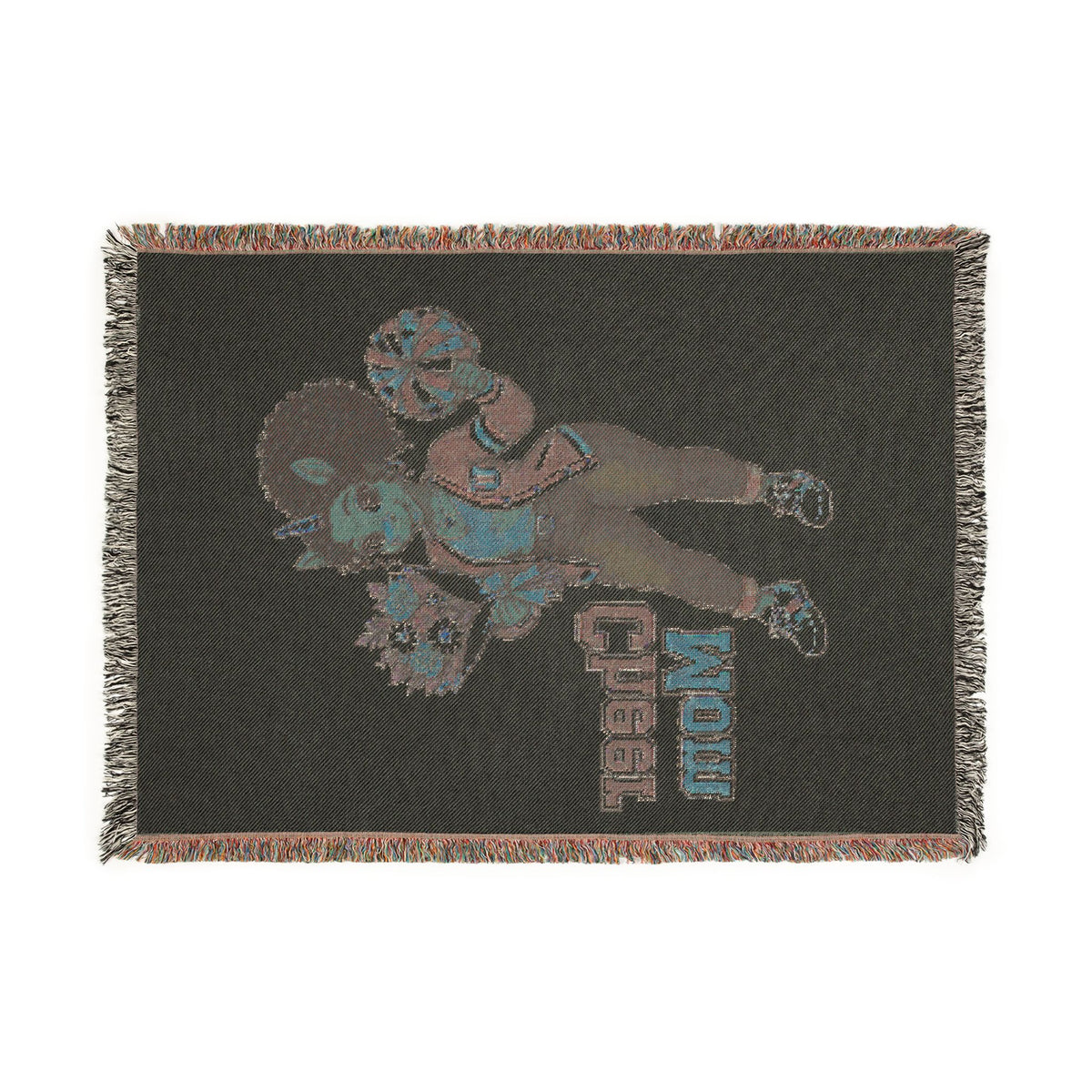 Go Team Cheer Mom Unicorn Blanket, School Spirit Woven Throw, Whimsical Gift keepsake