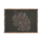 Luna Noir Uncorn 100% Cotton Woven Throw Blanket Original Artwork Heirloom Keepsake Woven Fringe Blanket unicorns4everyone