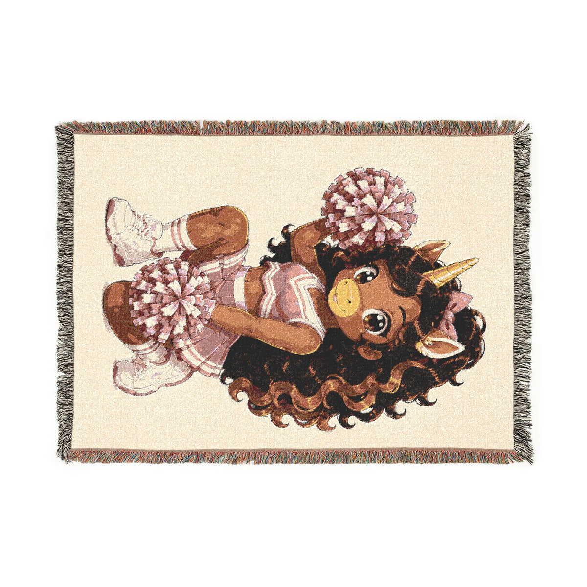 Cheerleader Unicorn Woven Blanket, Pink Cheer Gift for Girls, Personalized Cheerleading Blanket, Cheer Team Gift, Senior Night Sports Throw