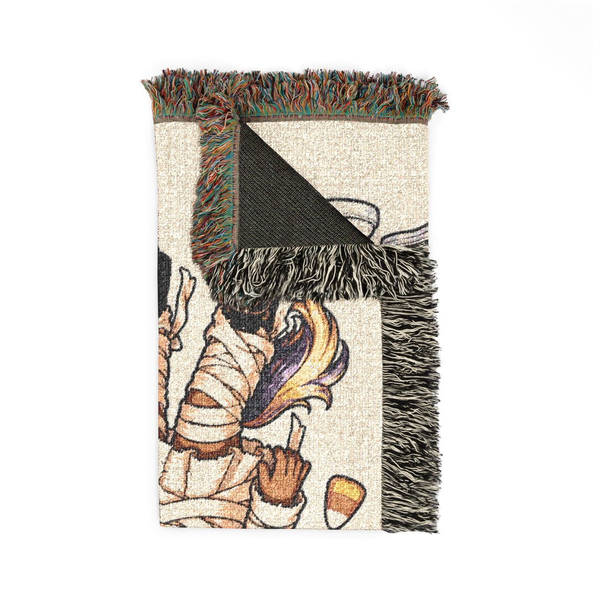 Halloween Unicorn Couple Woven Blanket, Mummy Skeleton Costume Throw, Spooky Autumn Décor