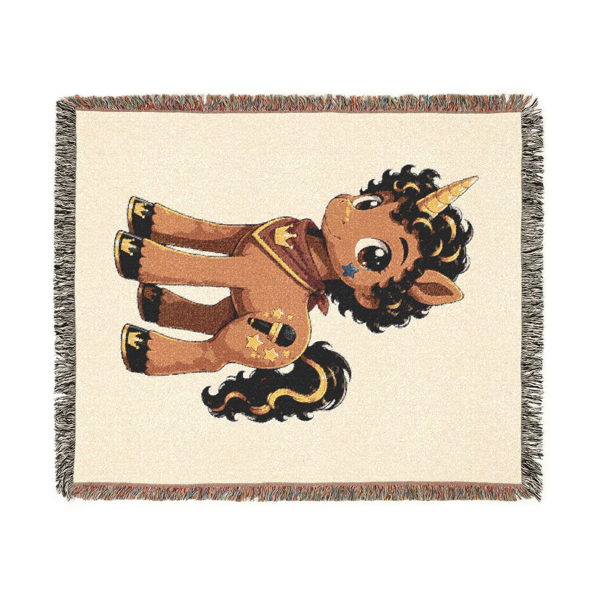 Unicorn Woven Cotton Throw Blanket: Jacquard Tapestry Keepsake Rockstar Jett music lovers gift