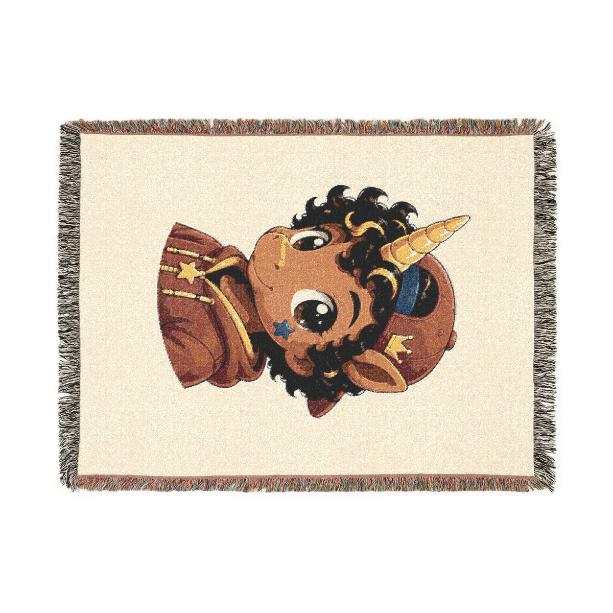 Little Rockstar Jett Unicorn Jacquard Woven Cotton Throw Blanket, USA Made Keepsake