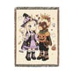 Halloween Couple Woven Blanket, Witch Pumpkin Costume Throw, Spooky Unicorn Decor