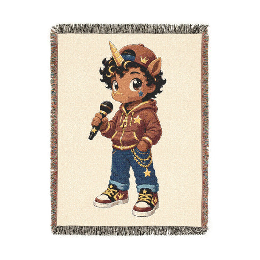 Jett The Rockstar Unicorn 100% Cotton Woven Throw Blanket Original Artwork Heirloom Keepsake Unicorns4everyone