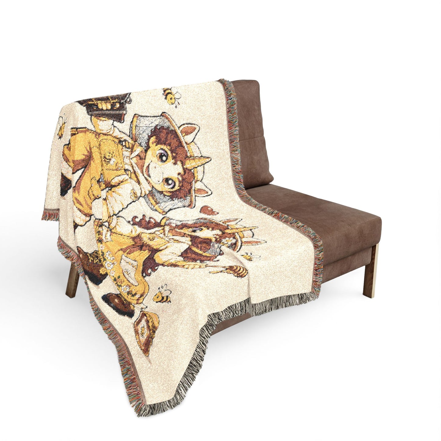 Beekeepers in Love Cotton Throw Blanket Woven in the USA Heirloom Quality Jacquard Tapestry Personalization Sweet as Honey Together Keepsake
