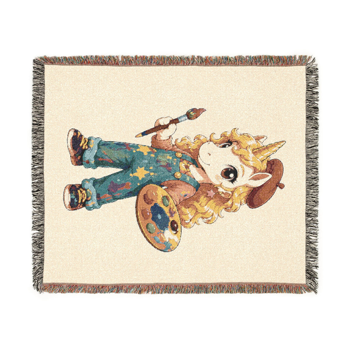 Poppy Unicorn Artist Woven in the USA Cotton Throw Blanket: Jacquard Tapestry Keepsake