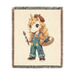 Poppy Unicorn Artist Woven in the USA Cotton Throw Blanket: Jacquard Tapestry Keepsake