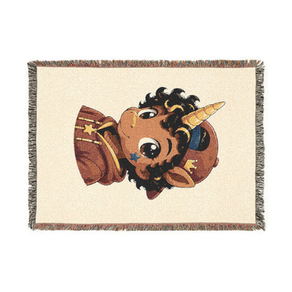 Little Rockstar Jett Unicorn Jacquard Woven Cotton Throw Blanket, USA Made Keepsake