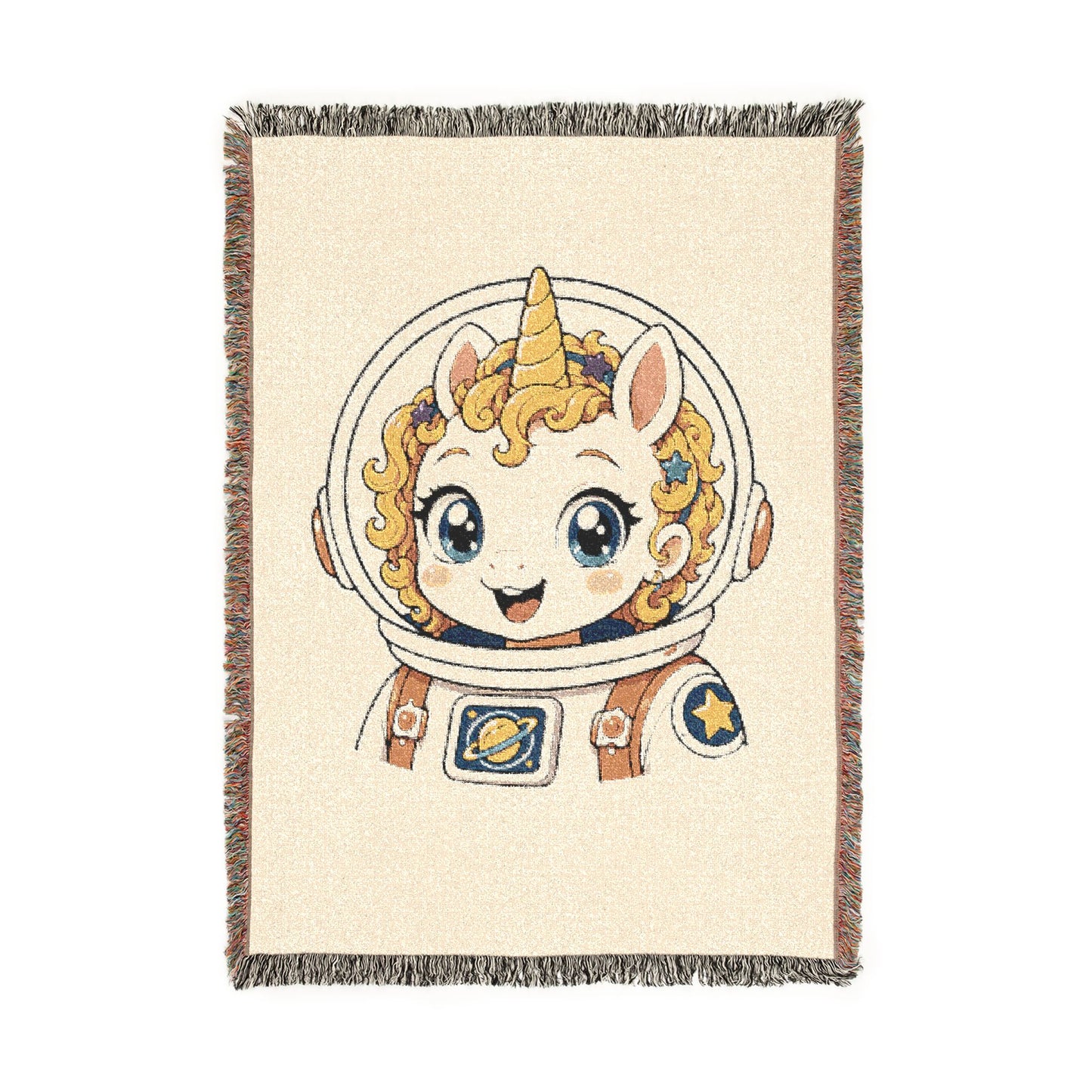 Little Astronaut Nova Unicorn 100% Cotton Woven Throw Blanket Original Artwork Heirloom Keepsake Unicorns4everyone