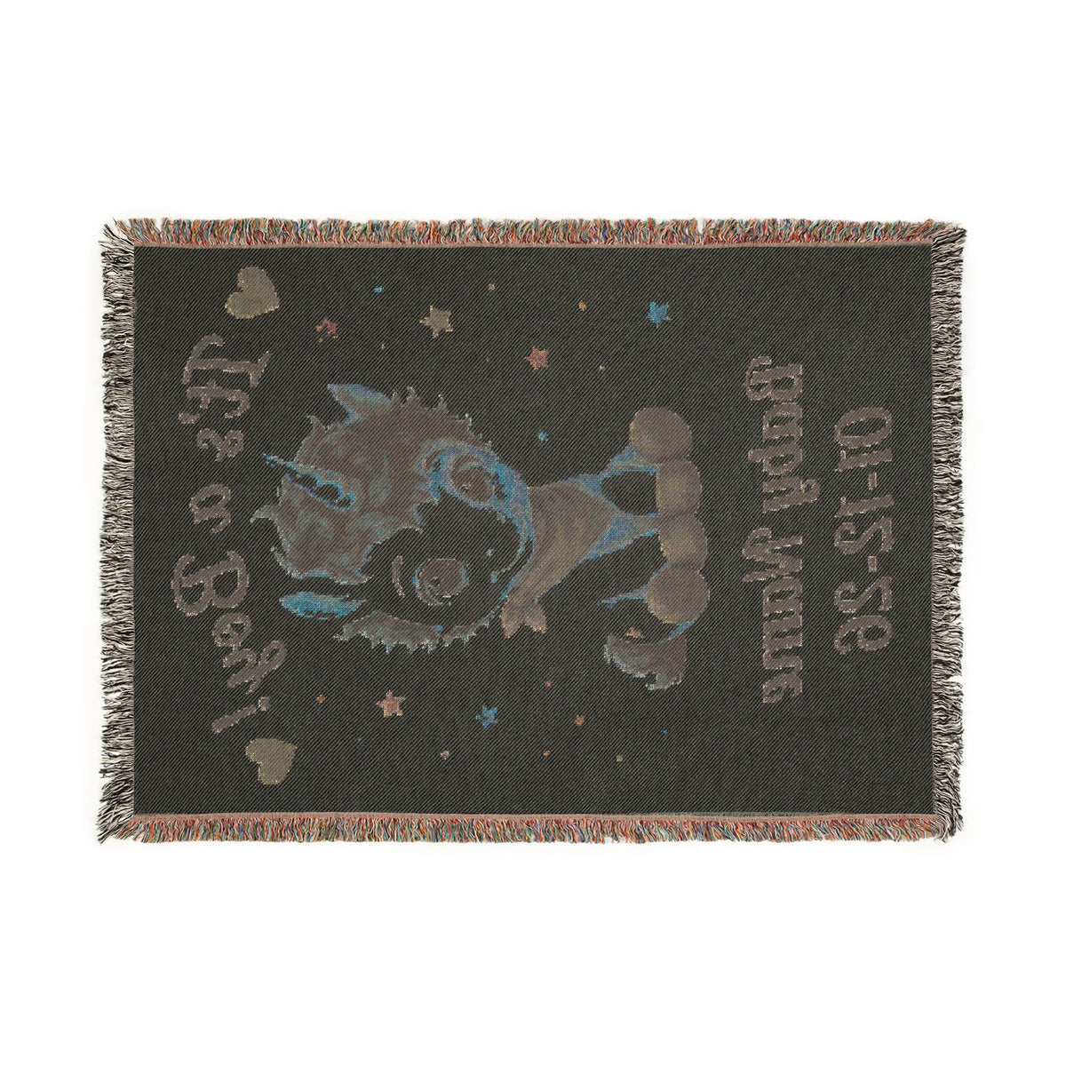 It's a Boy Personalize Name Date Unicorn Cotton Throw Blanket, Jacquard Tapestry Keepsake