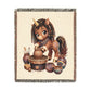 Unicorn Pottery Woven Throw Blanket: Jacquard Tapestry Wall Art, USA Cotton
