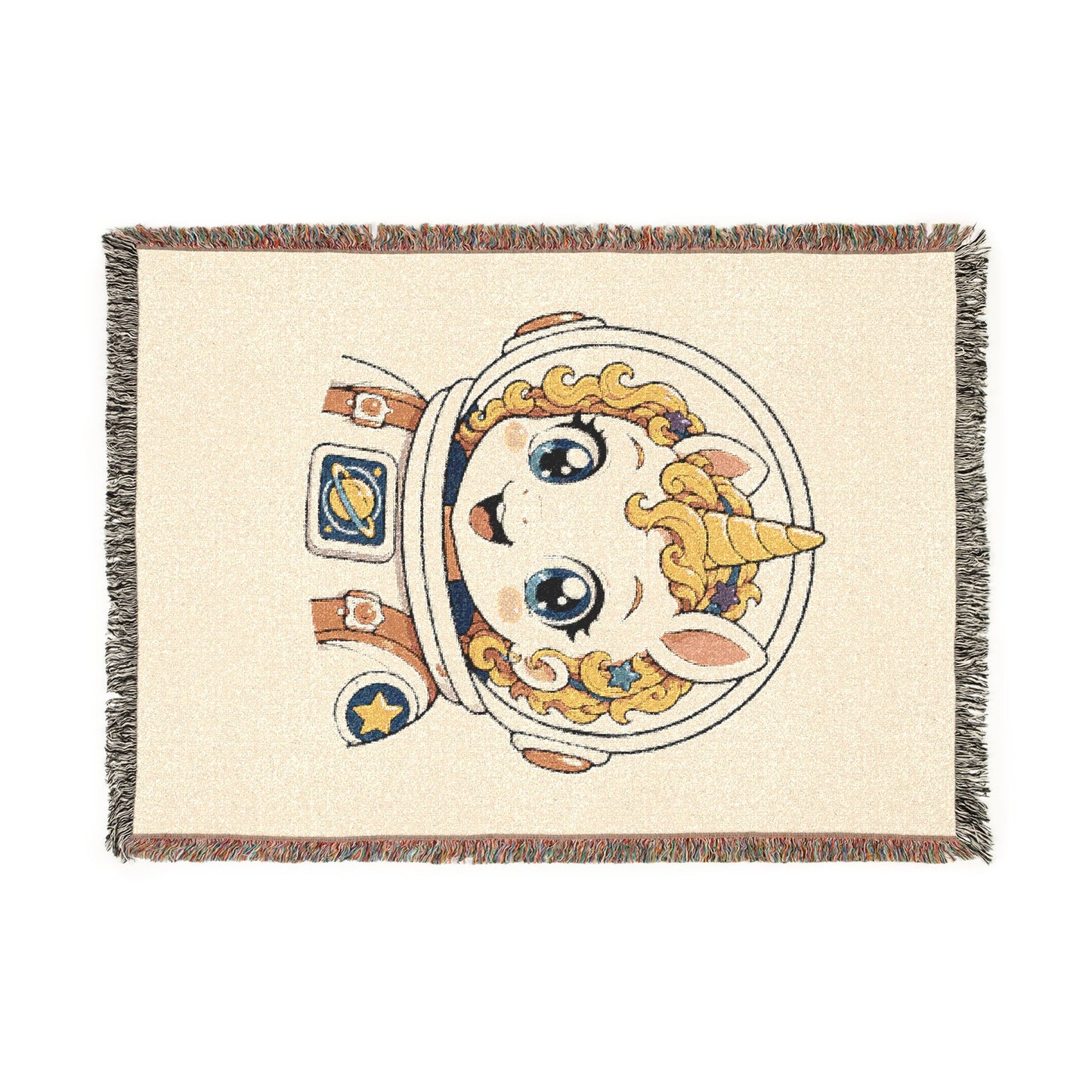 Little Astronaut Nova Unicorn 100% Cotton Woven Throw Blanket Original Artwork Heirloom Keepsake Unicorns4everyone