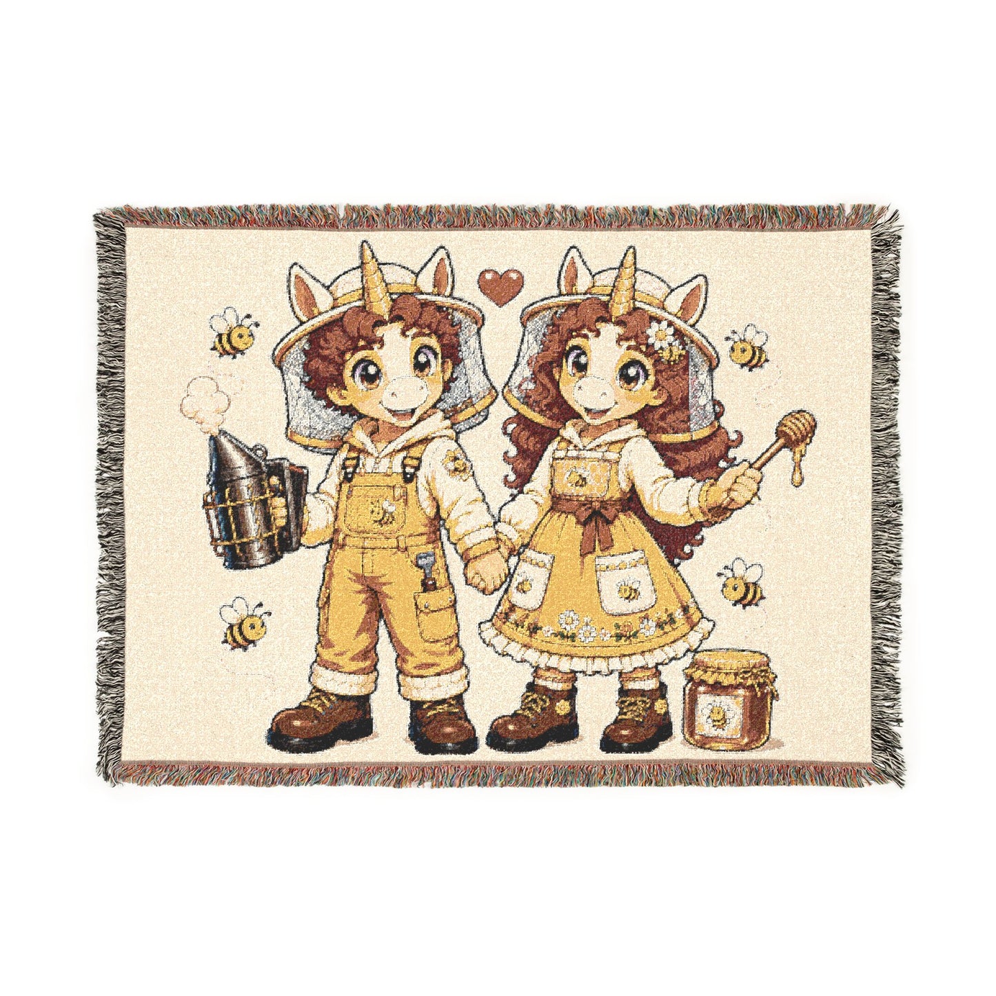Beekeepers in Love Cotton Throw Blanket Woven in the USA Heirloom Quality Jacquard Tapestry Personalization Sweet as Honey Together Keepsake