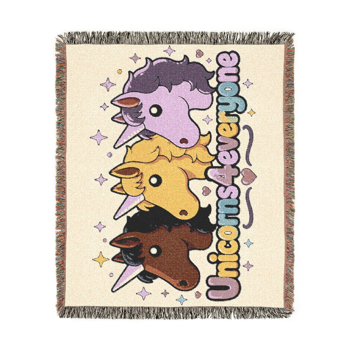 Unicorns4Everyone Woven Cotton Throw Blanket: Jacquard Tapestry, USA Made Keepsake