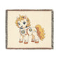 Astronaut Unicorn Woven Cotton BlanketJacquard Tapestry Throw, USA Made Heirloom Keepsake
