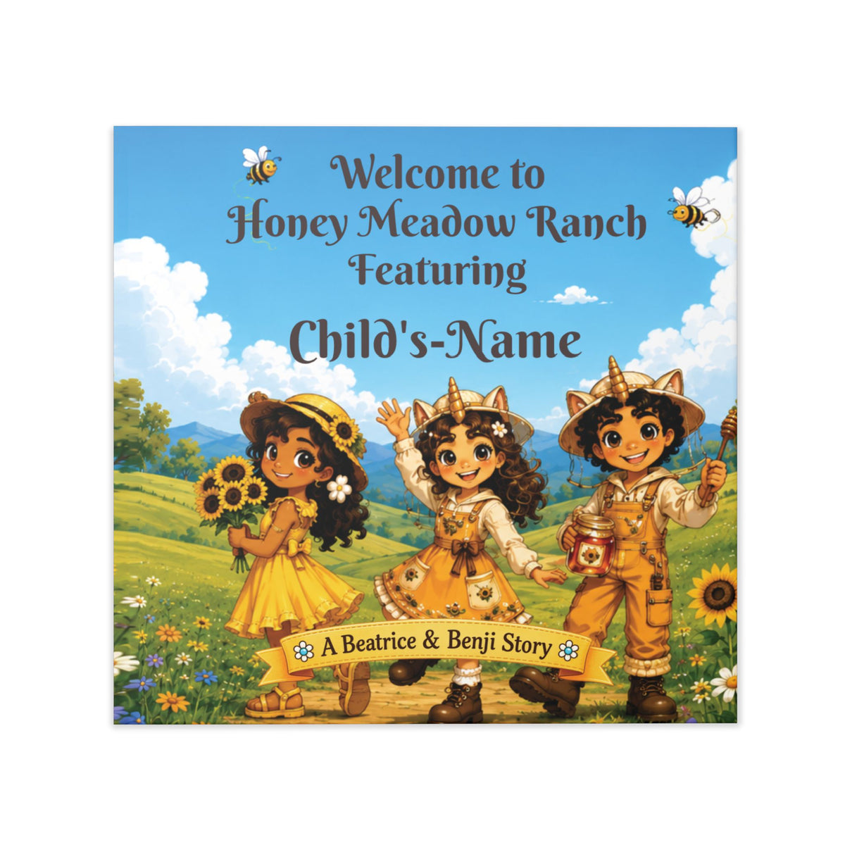 Personalized Name Childrens Storybook Welcome to Honey Meadow Ranch Original Personalized Hardcover Storybook