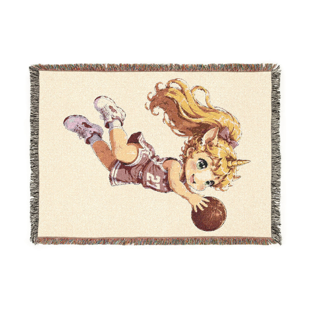 Girls Basketball Unicorn Woven Blanket, Personalized Basketball Blanket, Basketball Senior Night Gift, Sports Throw Blanket