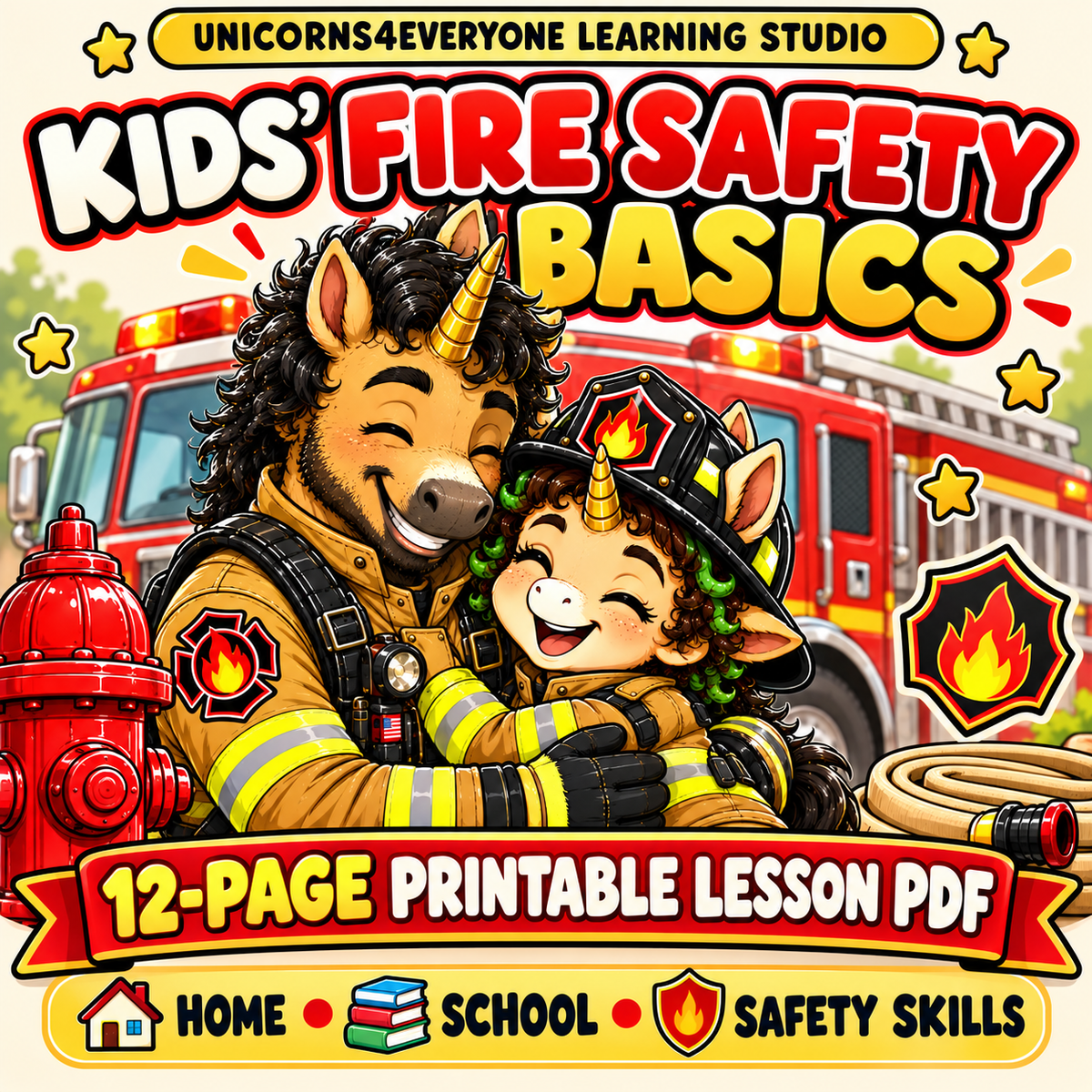 Kids Fire Safety Printable PDF | Fire Safety Activities for Kids | Home Safety Life Skills | Homeschool Fire Safety Lesson